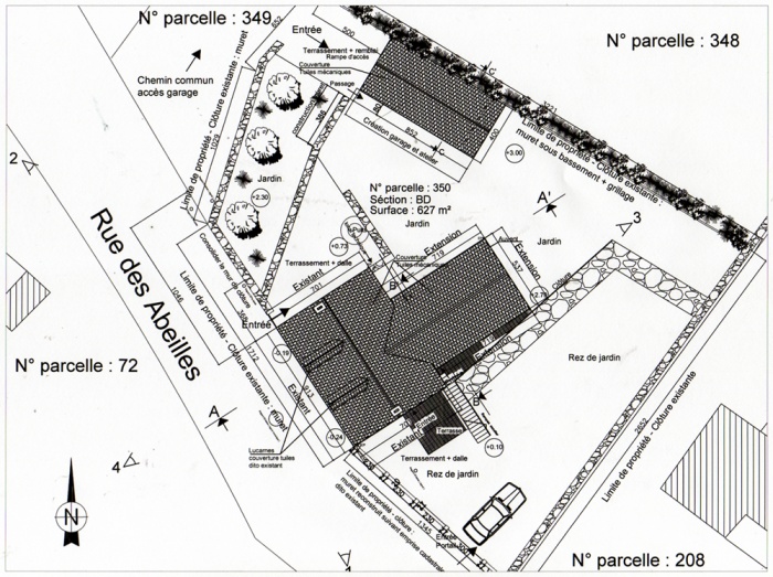 Rnovation, extension d'une maison et construction d'un garage ( projet en cours ) : Plan masse projet