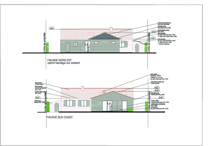 Extension d'une maison ( projet en cours ) : Faades Nord Est et Sud Ouest copie