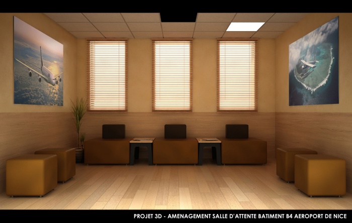 Batiment B4 - Aroport de Nice : hierro project architecte dplg nice 3d rehabilitation batiment 4 aeroport de nice salle attente B4