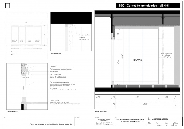 R�novation d'un 3 fen�tres marseillais : Exemple de coupe et d�tail du dossier