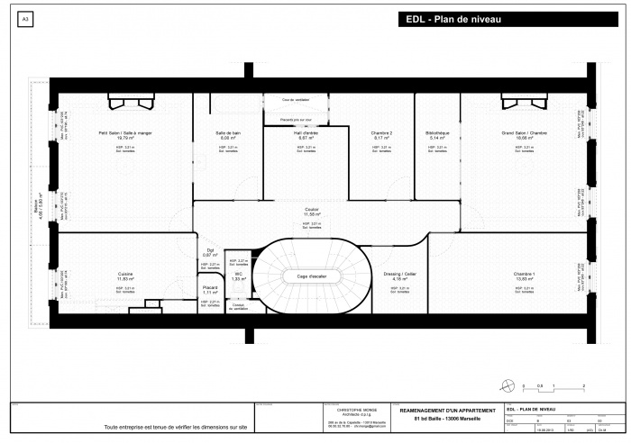 R�novation d'un 3 fen�tres marseillais : Plan existant