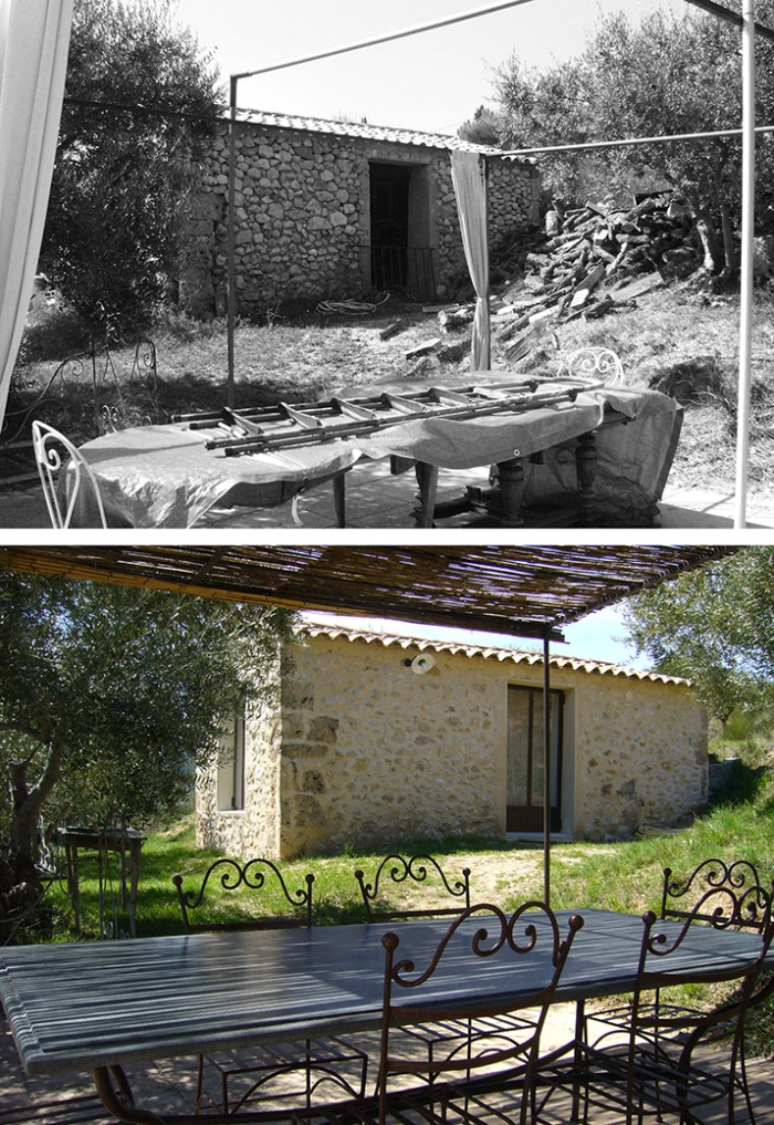 Un cabanon provenal : MOC_avant-apres_faade cabanon