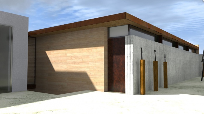 Création d'une maison contemporaine avec Atelier : entree-maison-contemporaine-ossature-bois-poutres-paca-jeremy-azzaro-architecte